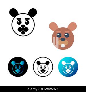 Flat Beaver Head Icon Illustration, can be used for business designs, presentation designs or any suitable designs. Stock Vector
