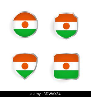 Niger Country Badge and Label Collection, can be used for business designs, presentation designs or any suitable designs. Stock Vector