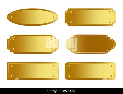 Golden Name Plate Collection, can be used for business designs, presentation designs or any suitable designs. Stock Vector
