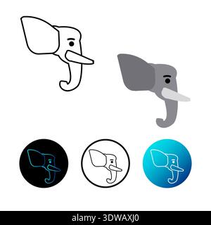 Flat Elephant Head Icon Illustration, can be used for business designs, presentation designs or any suitable designs. Stock Vector