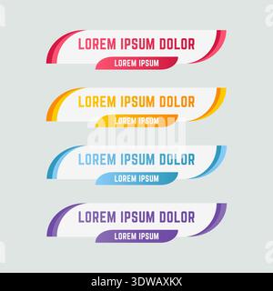 Gradient web lower third banners template, can be used for business designs, presentation designs or any suitable designs. Stock Vector