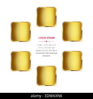 Golden Circular Squares With Text Space, can be used for business designs, presentation designs or any suitable designs. Stock Vector
