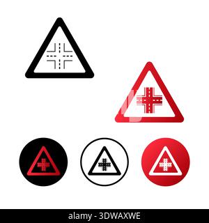 Intersection Road Icon Illustration, can be used for business designs, presentation designs or any suitable designs. Stock Vector