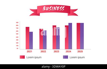 Gradient Business Graph Statistic For Infographic, can be used for business designs, presentation designs or any suitable designs. Stock Vector