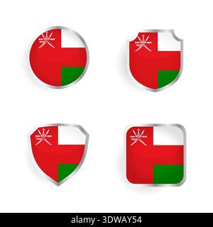Oman Country Badge and Label Collection, can be used for business designs, presentation designs or any suitable designs. Stock Vector