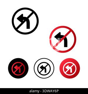 No Left Turn Icon Illustration, can be used for business designs, presentation designs or any suitable designs. Stock Vector