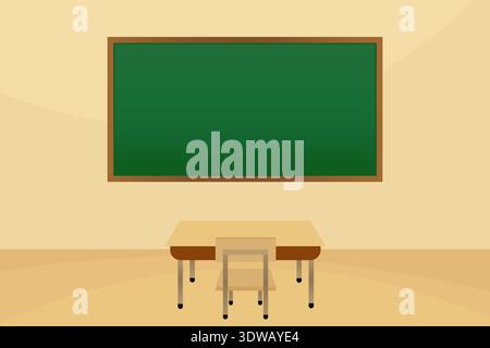 Green school chalkboard with school table, can be used for business designs, presentation designs or any suitable designs. Stock Vector