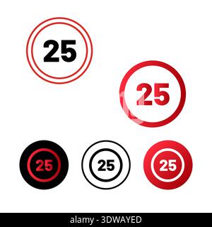 Speed Limit 25 Icon Design, can be used for business designs, presentation designs or any suitable designs. Stock Vector