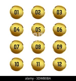 Gold Circle Bullet Points, can be used for business designs, presentation designs or any suitable designs. Stock Vector