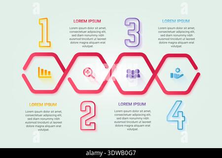 Infographic workflow process chart template for data visualization, can be used for business designs, presentation designs or any suitable designs. Stock Vector