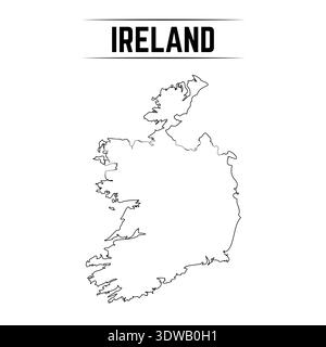 Outline Simple Map of Ireland, can be used for business designs, presentation designs or any suitable designs. Stock Vector