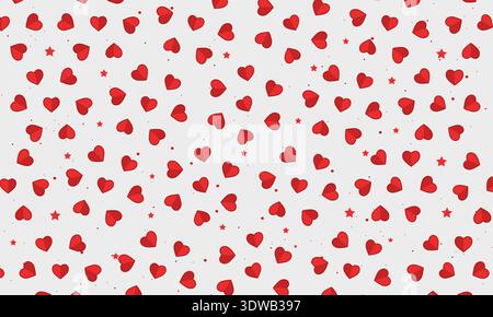 Love Heart Seamless Pattern With Dots and Stars, can be used for business designs, presentation designs or any suitable designs. Stock Vector