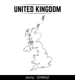 Outline Simple Map of United Kingdom, can be used for business designs, presentation designs or any suitable designs. Stock Vector