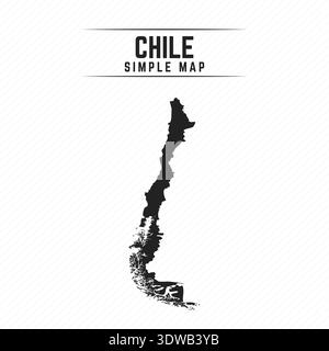 Simple Black Map of Chile Isolated on White Background, can be used for business designs, presentation designs or any suitable designs. Stock Vector