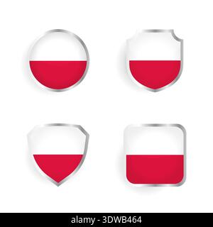 Poland Country Badge and Label Collection, can be used for business designs, presentation designs or any suitable designs. Stock Vector
