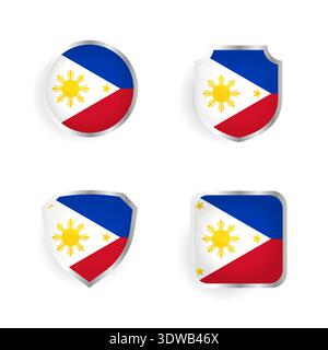 Philippines Country Badge and Label Collection, can be used for business designs, presentation designs or any suitable designs. Stock Vector