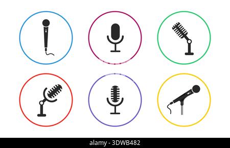 Microphone Vector Icons Set, can be used for business designs, presentation designs or any suitable designs. Stock Vector