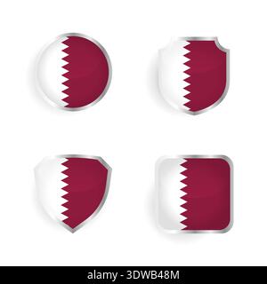 Qatar Country Badge and Label Collection, can be used for business designs, presentation designs or any suitable designs. Stock Vector