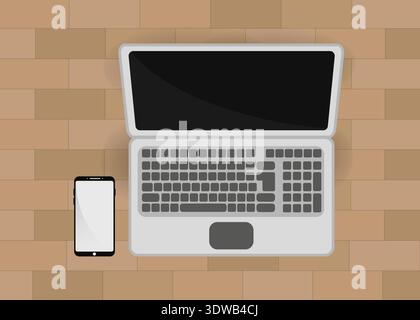 Laptop and smartphone mockup, can be used for business designs, presentation designs or any suitable designs. Stock Vector