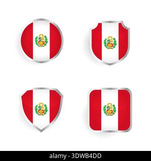 Peru Country Badge and Label Collection, can be used for business designs, presentation designs or any suitable designs. Stock Vector