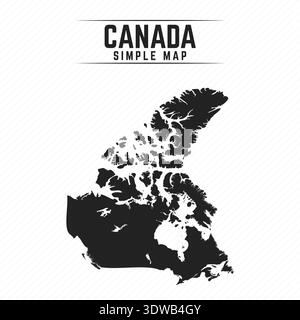 Simple Black Map of Canada Isolated on White Background, can be used for business designs, presentation designs or any suitable designs. Stock Vector