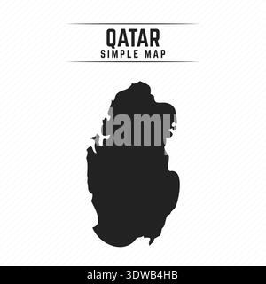 Simple Black Map of Qatar Isolated on White Background, can be used for business designs, presentation designs or any suitable designs. Stock Vector