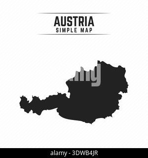 Simple Black Map of Austria Isolated on White Background, can be used for business designs, presentation designs or any suitable designs. Stock Vector
