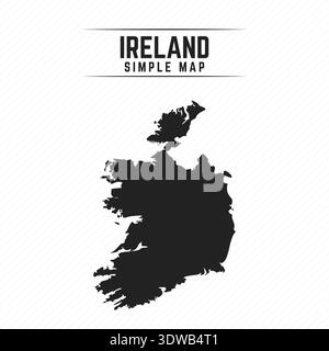 Simple Black Map of Ireland Isolated on White Background, can be used for business designs, presentation designs or any suitable designs. Stock Vector