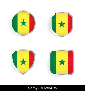 Senegal Country Badge and Label Collection, can be used for business designs, presentation designs or any suitable designs. Stock Vector