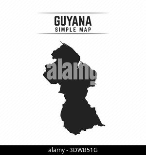 Simple Black Map of Guyana Isolated on White Background, can be used for business designs, presentation designs or any suitable designs. Stock Vector