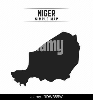 Simple Black Map of Niger Isolated on White Background, can be used for business designs, presentation designs or any suitable designs. Stock Vector