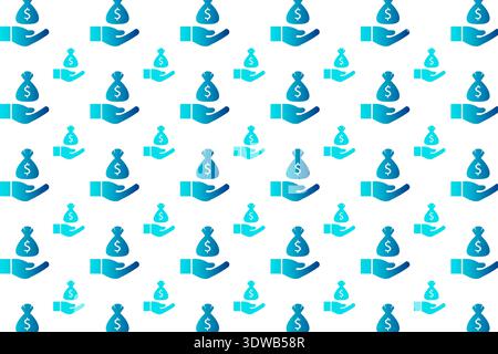 Abstract Hand Holding Money Bag Pattern Background, can be used for business designs, presentation designs or any suitable designs. Stock Vector