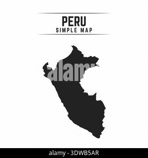 Simple Black Map of Peru Isolated on White Background, can be used for business designs, presentation designs or any suitable designs. Stock Vector