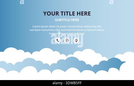 Modern Blue Gradient Corporate Background With Clouds, can be used for business designs, presentation designs or any suitable designs. Stock Vector
