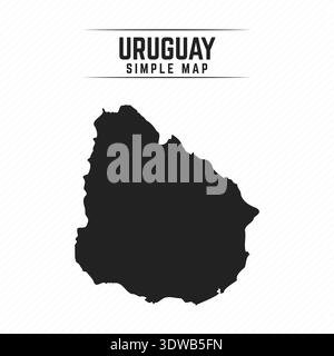 Simple Black Map of Uruguay Isolated on White Background, can be used for business designs, presentation designs or any suitable designs. Stock Vector