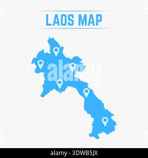 Laos Simple Map With Map Icons, can be used for business designs, presentation designs or any suitable designs. Stock Vector