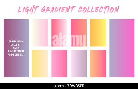 Light Gradients Swatches Set, can be used for business designs, presentation designs or any suitable designs. Stock Vector