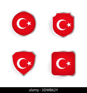 Turkey Country Badge and Label Collection, can be used for business designs, presentation designs or any suitable designs. Stock Vector