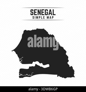 Simple Black Map of Senegal Isolated on White Background, can be used for business designs, presentation designs or any suitable designs. Stock Vector