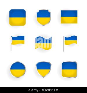 Ukraine Flag Icons Set, can be used for business designs, presentation designs or any suitable designs. Stock Vector