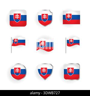 Slovakia Flag Icons Set, can be used for business designs, presentation designs or any suitable designs. Stock Vector