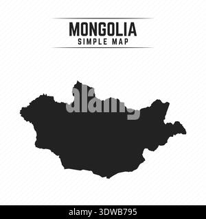 Simple Black Map of Mongolia Isolated on White Background, can be used for business designs, presentation designs or any suitable designs. Stock Vector