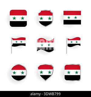 Syria Flag Icons Set, can be used for business designs, presentation designs or any suitable designs. Stock Vector