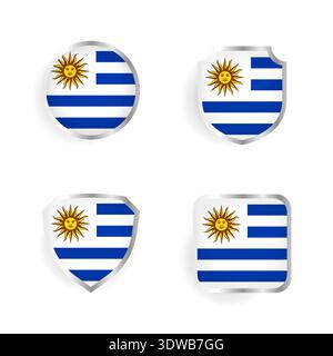 Uruguay Country Badge and Label Collection, can be used for business designs, presentation designs or any suitable designs. Stock Vector