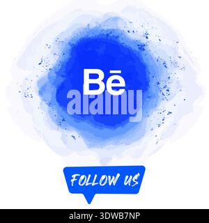 Watercolor Follow US Behance Banner, can be used for business designs, presentation designs or any suitable designs. Stock Vector