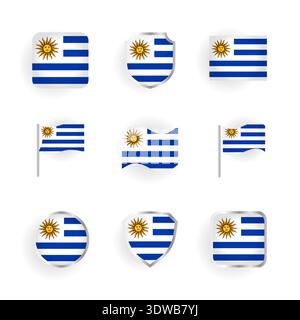 Uruguay Flag Icons Set, can be used for business designs, presentation designs or any suitable designs. Stock Vector
