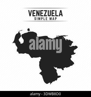 Simple Black Map of Venezuela Isolated on White Background, can be used for business designs, presentation designs or any suitable designs. Stock Vector