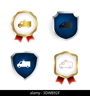 Abstract Ambulance Badge and Label Collection, can be used for business designs, presentation designs or any suitable designs. Stock Vector