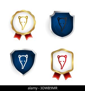Abstract Ant Eater Head Badge and Label Collection, can be used for business designs, presentation designs or any suitable designs. Stock Vector