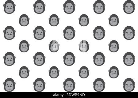Flat Gorilla Head Pattern Background, can be used for business designs, presentation designs or any suitable designs. Stock Vector